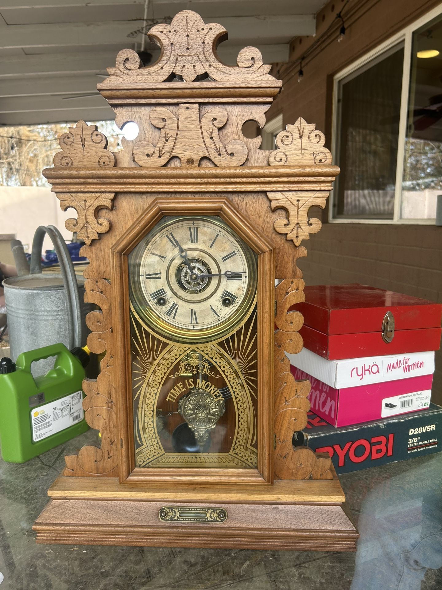 Antique Pansy Grandfather Wall Clock