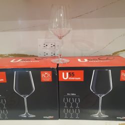 NEW Lot of 11 U55 Universum RCR Italy Crystal Wine Glasses Glass Clear 55 CL Designer Restaurant Bar