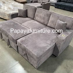 89” New Sectional Sofa Bed, Sleeper Sofa, Reversible Chaise Sectional Couch, Sofa, Couch, Grey Couch, Gray Sectional, Sleeper Sofa,Pull-out Sofabed