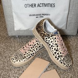 GGDB Stardan Sneakers Animal Print Pony Hair Pink Laces Size 8