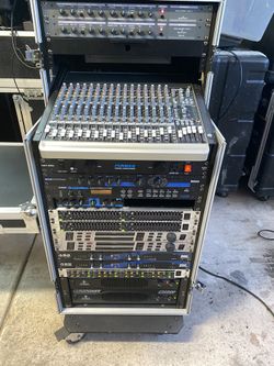 Pro Audio Rolling Rack Mount Mixer Amp System