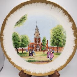 Vintage Independence Hall Philadelphia Historical Decorative Plate 8.75" Japan
