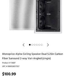 NEW Monoprice Alpha Ceiling or In-Wall (Pair)
