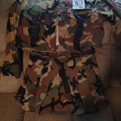 Army  Fatigue Dress Set With Earrings