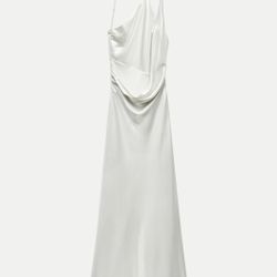 Zara Long Asymmetric Foil Dress Size M 