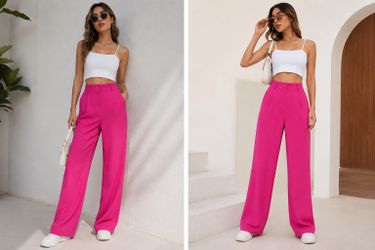 Like New SHEIN EZwear Fuchsia Wide Leg High Waist Pants
