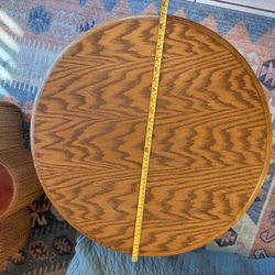 24” Round Solid Oak Side table Or End table