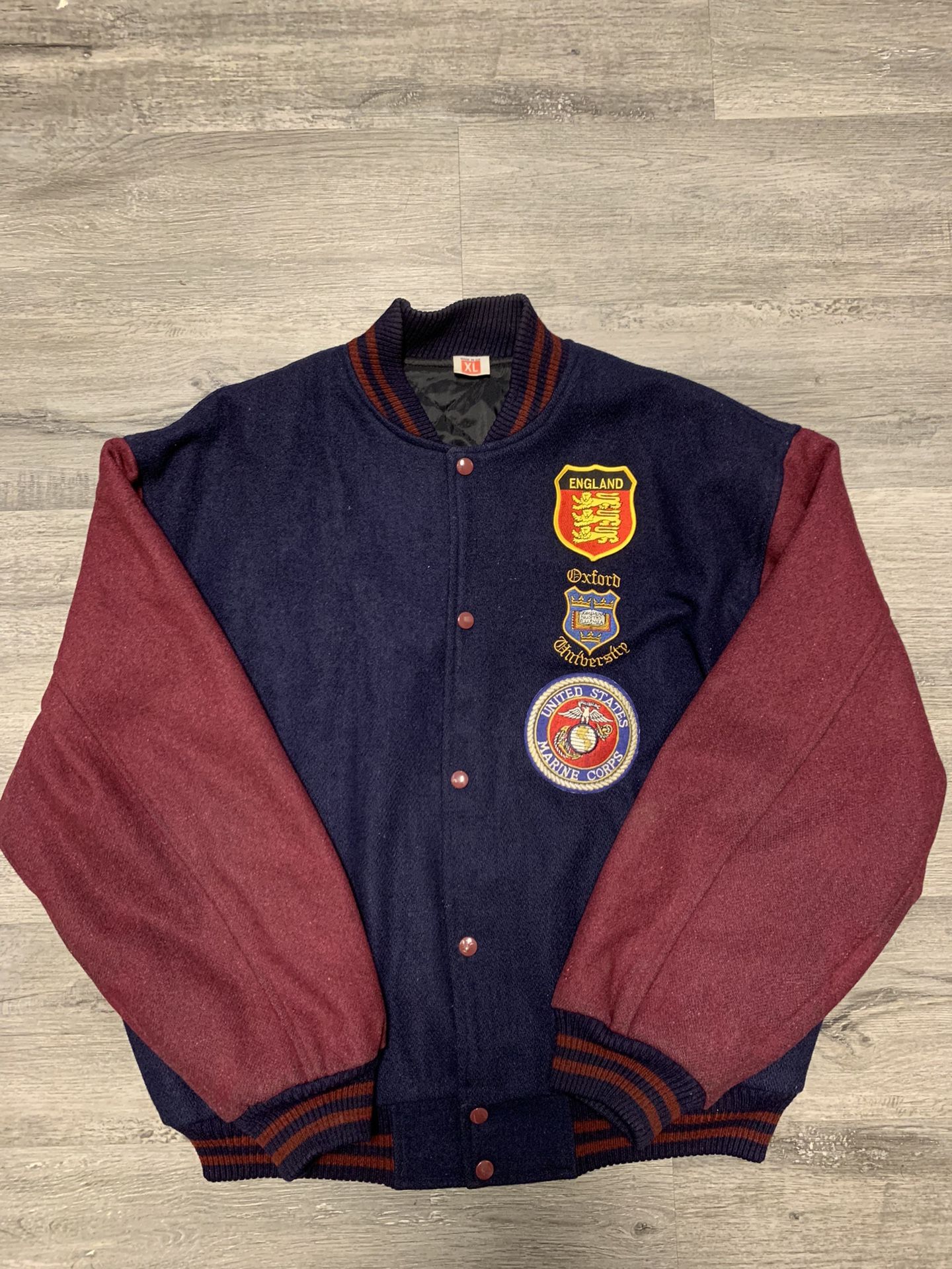 Vintage Oxford University Mens Letterman Wool Varsity Jacket Size XL England