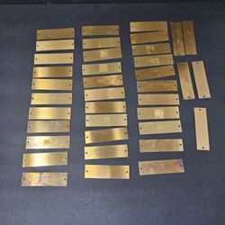 Vintage Lot (38) Brass Plated Stamping Plates For Engraving