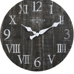 Round Solid Wood Wall Clock-brand New! 