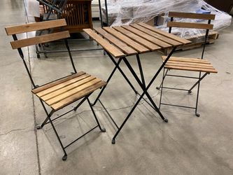 IKEA Tarno Rustic Top Folding Patio Set with Black Metal Frame
