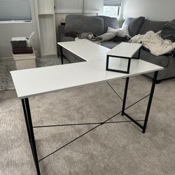 white L-shaped desk 