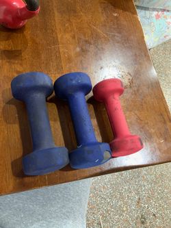 5lb set and one 3lb dumbbell