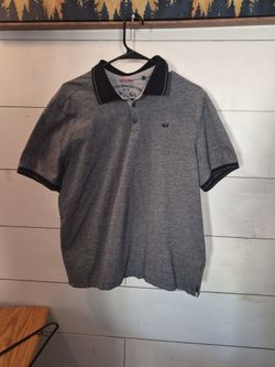Gray & Black Mens Large Y2k Polo