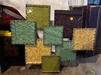 Decorative Embossed Metal Tile Wall Hanging