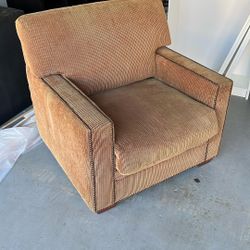 Brown Corduroy Armchair W/ Down Cushions