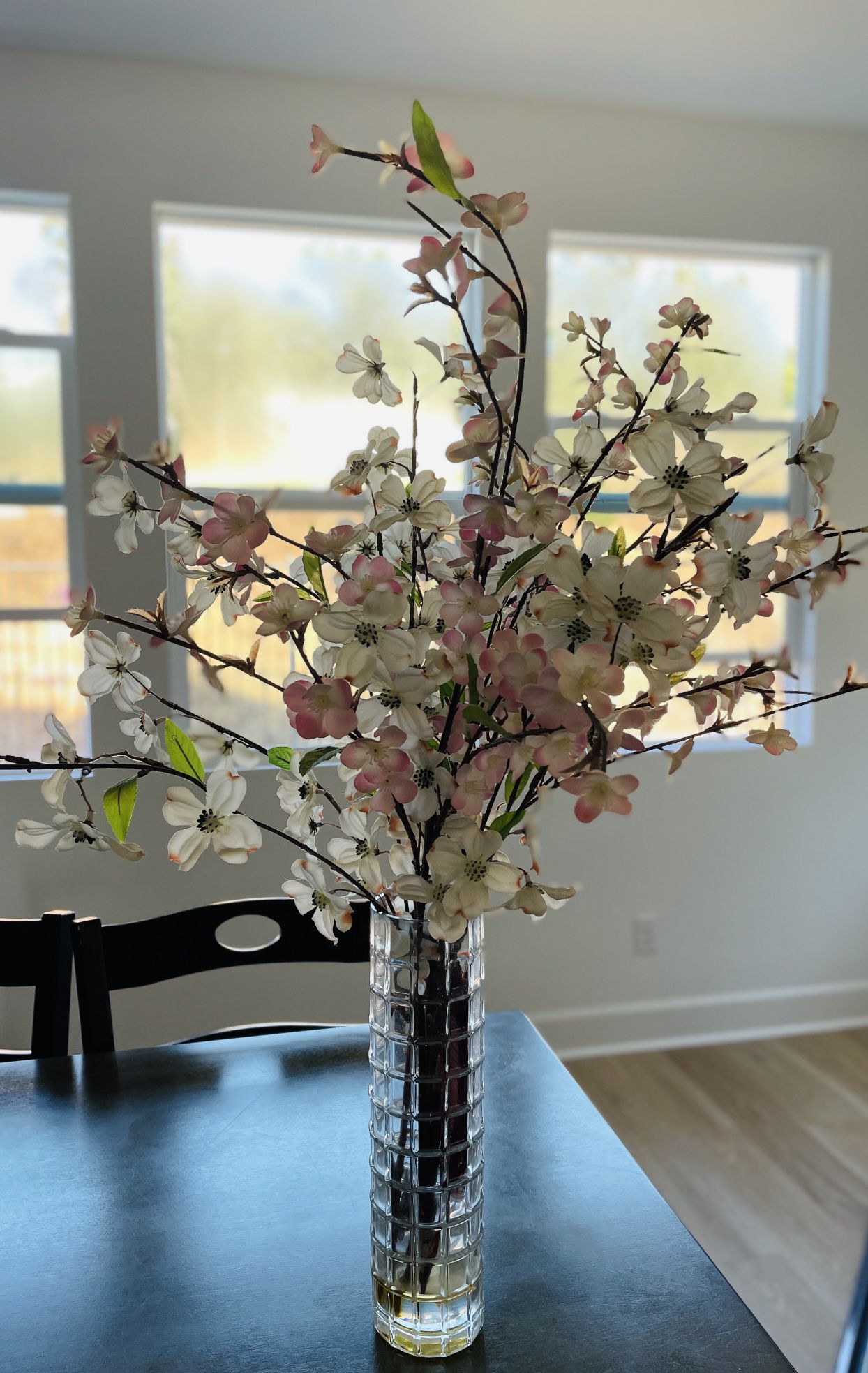 Tabletop Flower Arrangement In Glass Vase