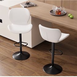 White Swivel Bar Stool Chairs Set of 2
