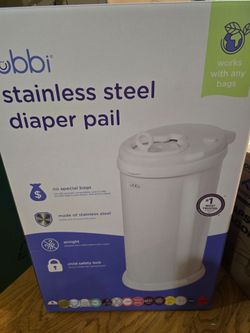 Ubbi Stainless Steel Diaper Pail, No Special Bags, Odor-Locking, White
Award-Winning Registry Must-Have, Childproof Safety Lid with Lock, Holds Up To 