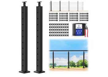 CKE 5-10ft Complete Set 36" Cable Railing Post Kit, 2Pack