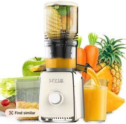 SPZTJK Cold Press Juicer Machine, 300W Slow Masticating Juicer with 5.3” Large Feed Chute for Whole Fruits Vegetables, High Juice Yield, Easy to Clean