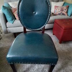Blue Leather Side Chair