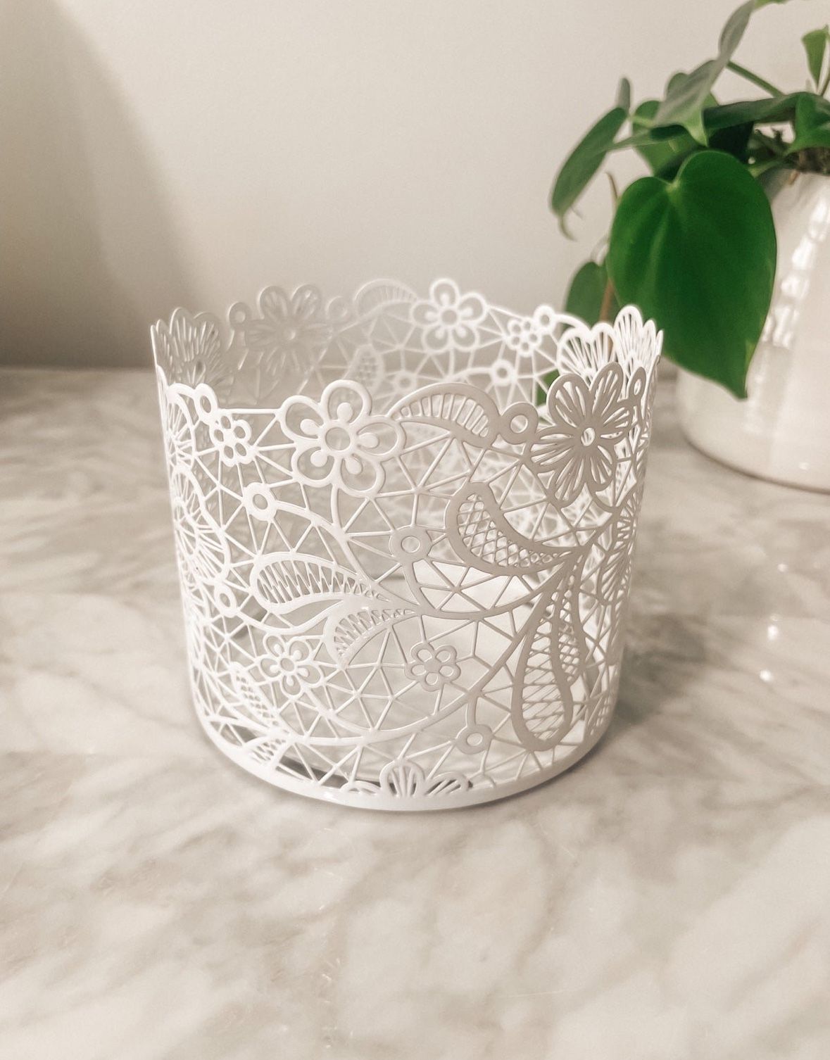 New White Lace Bath and Body Works Candle Holder