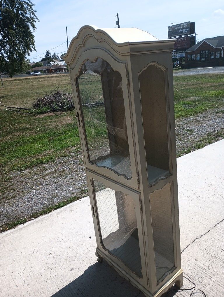 Vintage cream Colored glass Hutch