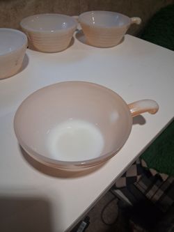 Vintage fire king beehive bowls peach color 1950s