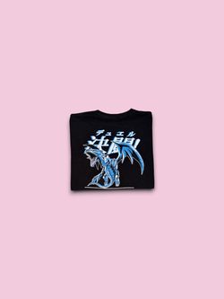 Yu-Gi-Oh! blue eyes white dragon graphic t-shirt black mens large