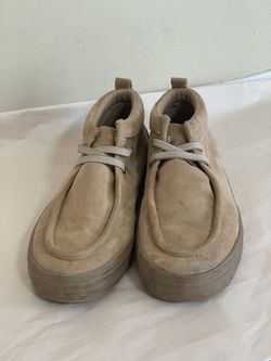 Old Navy Boys Size 4 Tan/Beige High-Top Faux Suede Elastic Lace Sneakers