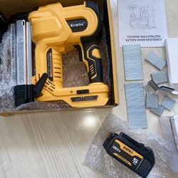 Ecarke Cordless 2-Inch Brad Nailer 18GA Staple Gun Compatible with DeWalt 20V Battery – Includes FREE Battery