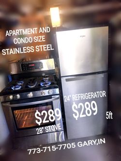 24" Stainless Steel Apartment Size Stove and Refrigerator Set Furnace water heater stove fridge electric furnace dryer washer