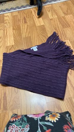 New York & company Purple Knit Scarf with Fringe