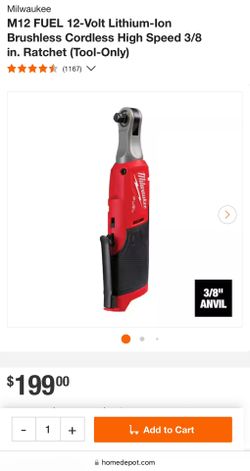 M12 FUEL 12-Volt Lithium-Ion Brushless Cordless High Speed 3/8 in. Ratchet (Tool-Only)