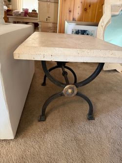 Kreiss end tables marble & wrought iron