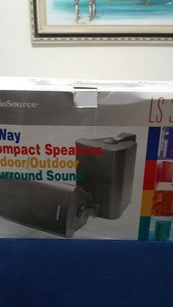 Indoor/outdoor surround sound speakers new in box 100 watts. Built in subwoofer