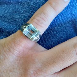 Size 11 Mens Aquamarine Sterling Ring