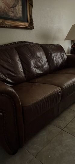 Leather brown couches