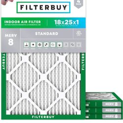 Filterbuy 18x25x1 Air Filter MERV 8 Dust Defense (4-Pack),