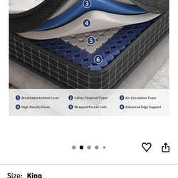 King size mattress 12 inch memory foam hybrid