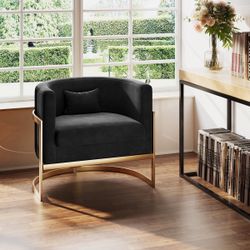 Black velvet arm chair