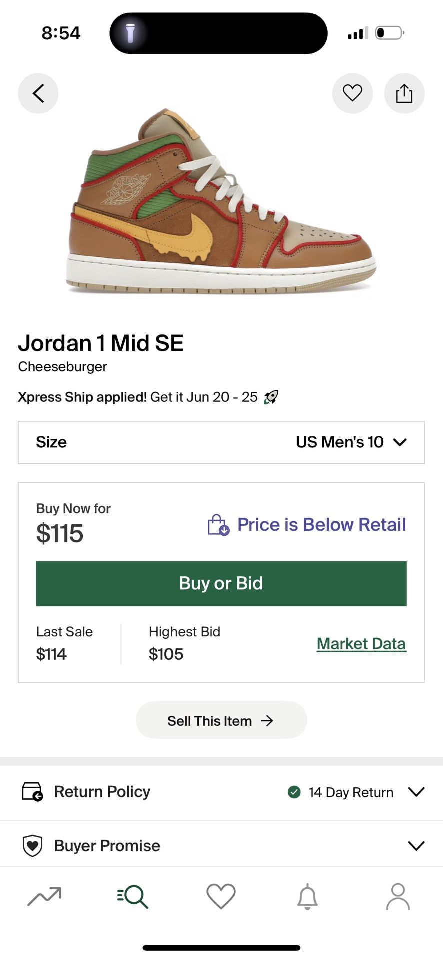 Jordan 1 Cheese Burger