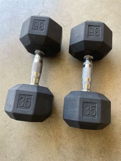 Set of 35s rubber dumbbells