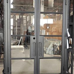 72x96. wrought. iron. doors. smart. glass