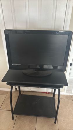 Desk and tv screen