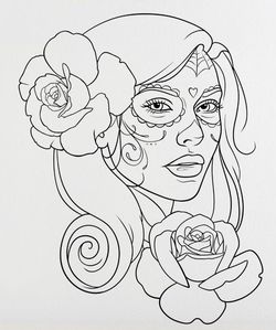 12x12 Pre Drawn Canvas Lady Day Of The Dead