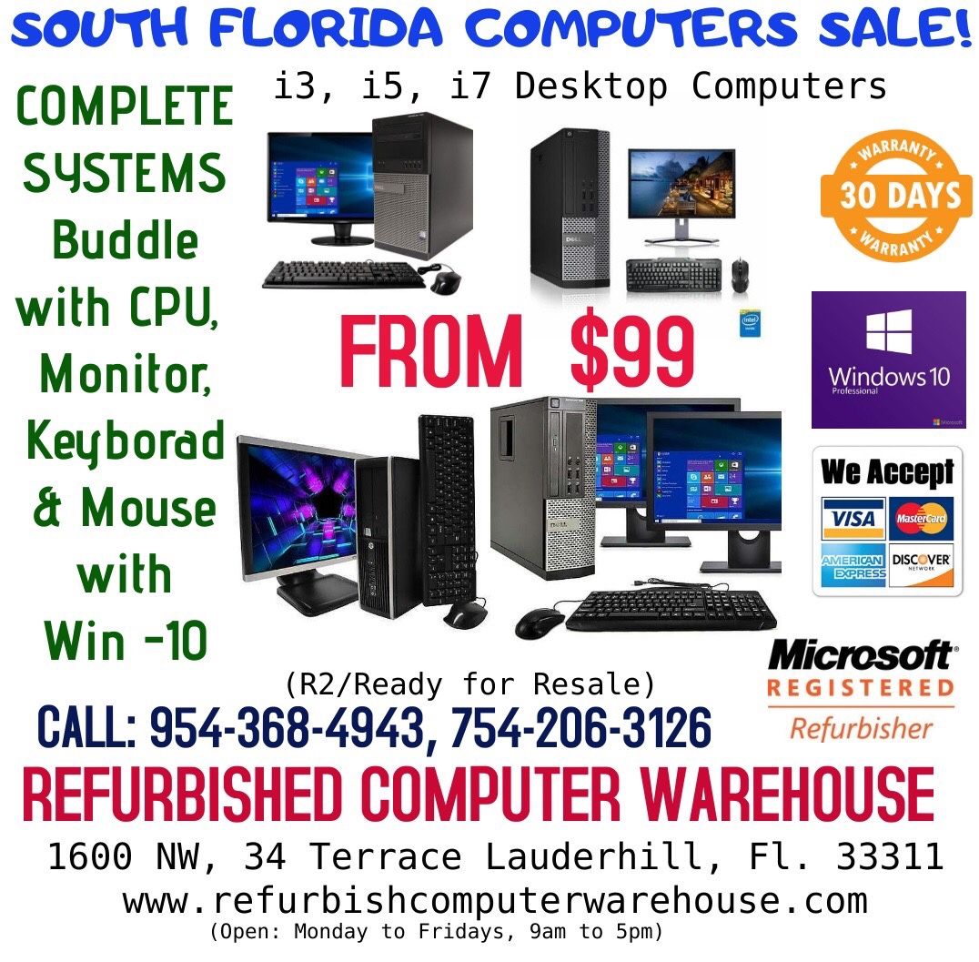 South Florida Computer SALE! intel i3 & i5 Desktops Computer for SALE!