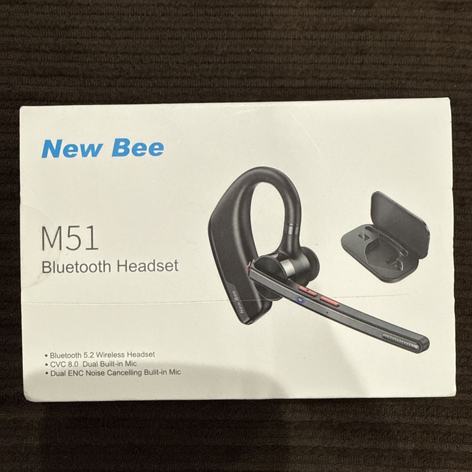 New bee Bluetooth Headset, Wireless Earpiece For Cellphone, Charging Case - NEW