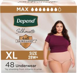 Depend Silhouette Adult, Maximum Absorbency, Extra Large, Pink, 24 Count
